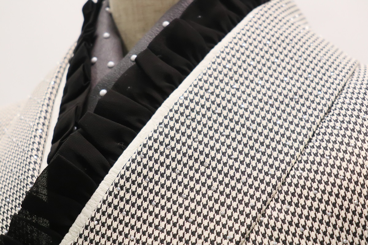 二尺袖/卒業袴 ラインストン×千鳥 グレー セットアップ - 画像 (14)