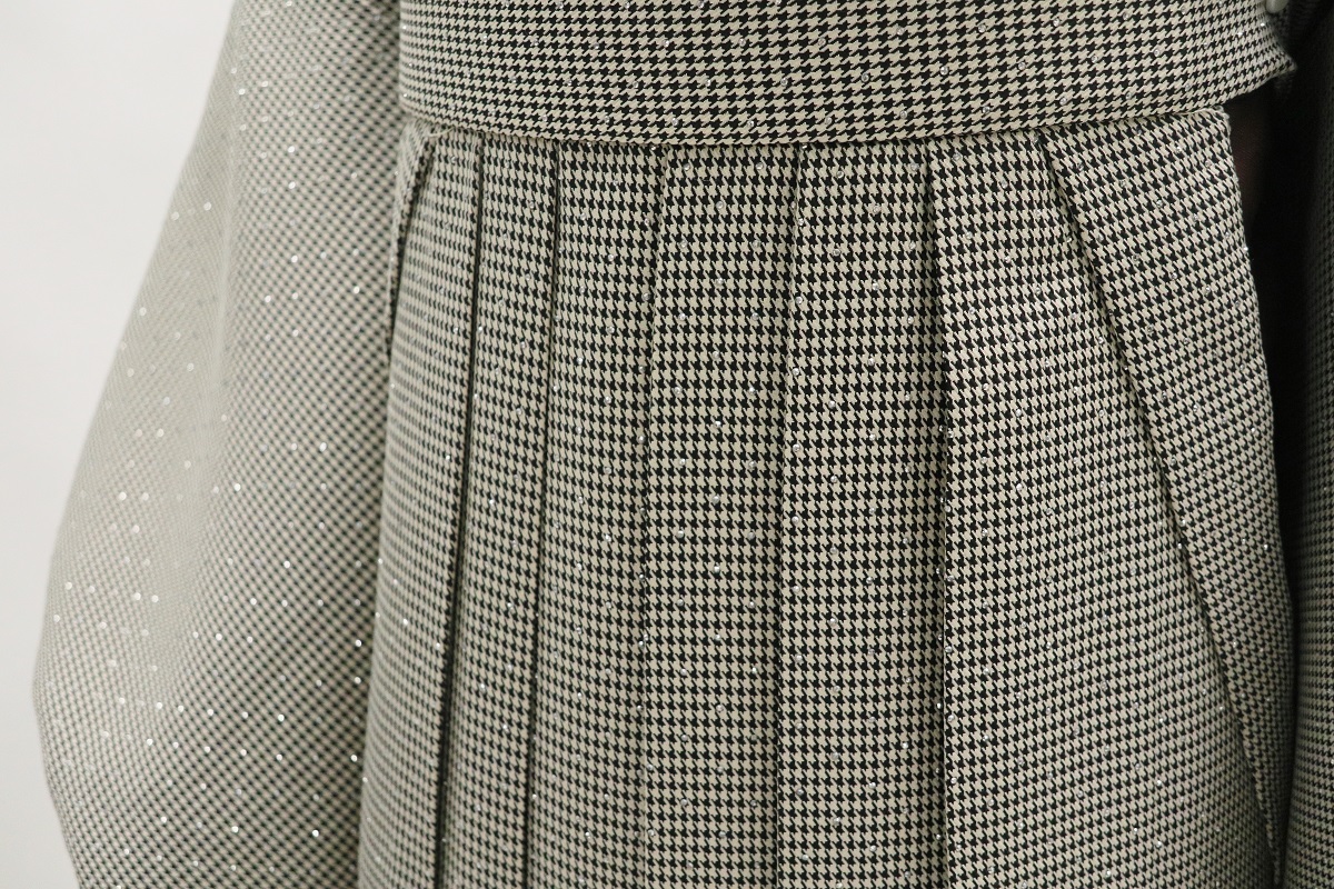 二尺袖/卒業袴 ラインストン×千鳥 グレー セットアップ - 画像 (12)