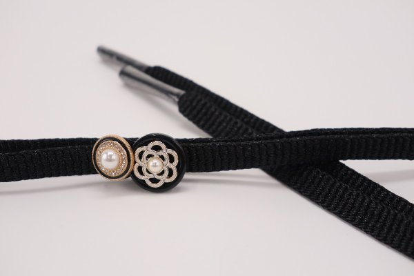 ラメ糸 平帯締め 【ブラック】FD-005 - 画像 (5)