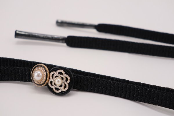 ラメ糸 平帯締め 【ブラック】FD-005 - 画像 (4)