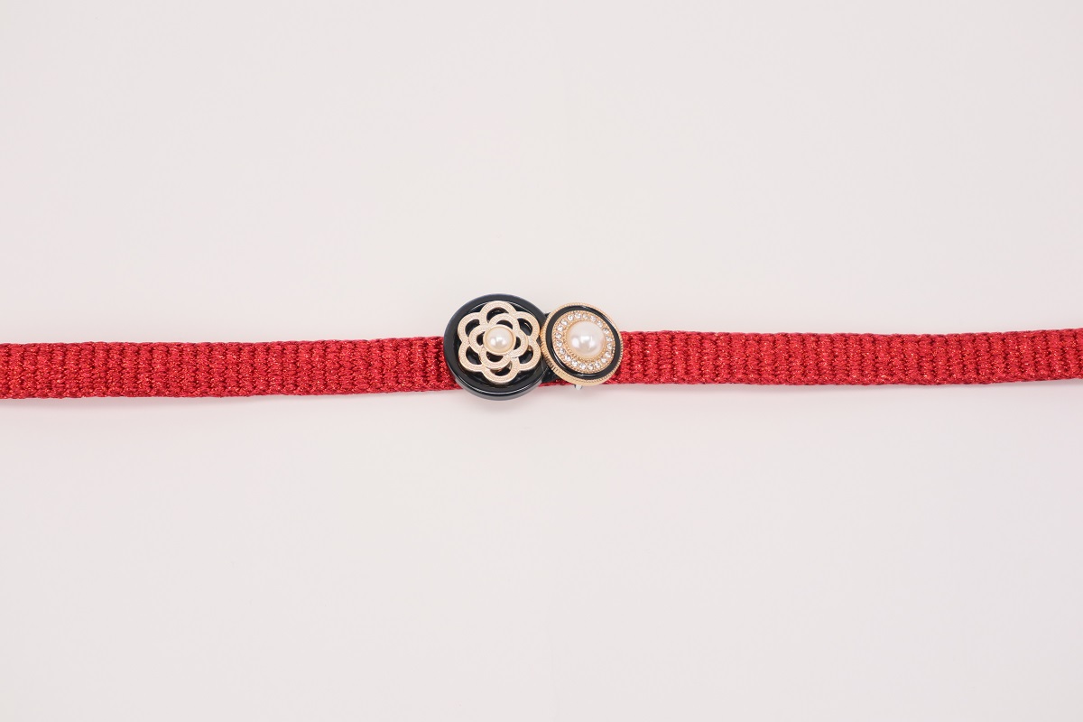ラメ糸 平帯締め 【レッド】FD-008 - 画像 (4)