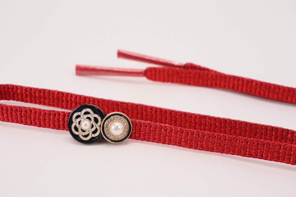 ラメ糸 平帯締め 【レッド】FD-008 - 画像 (6)
