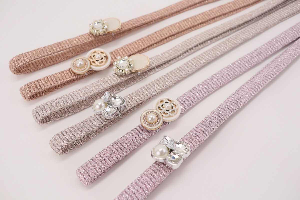 ラメ糸 平帯締め 【サーモンピンク、シャンパンベージュ、ピンク】FD-007 - 画像 (3)