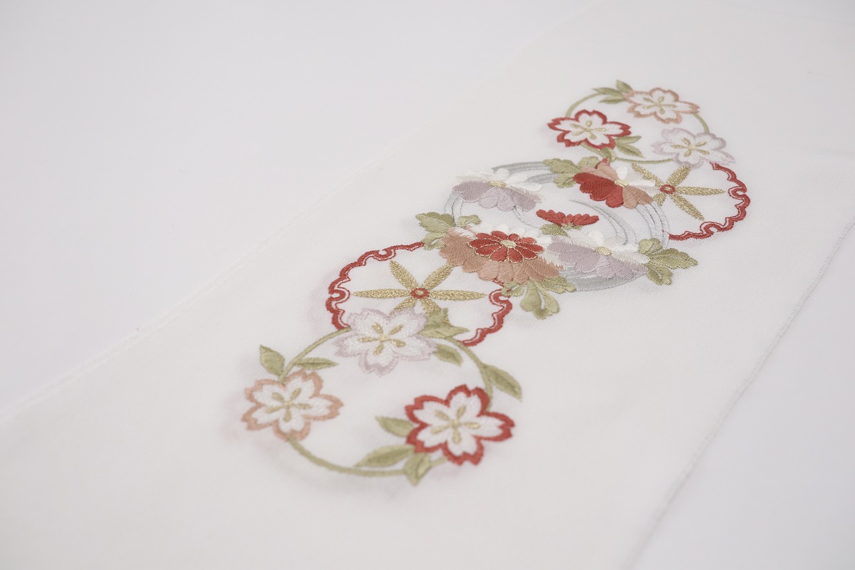 【SALE・特価品】絹交織 ししゅう半衿 雪輪 -2色展開- - 画像 (4)