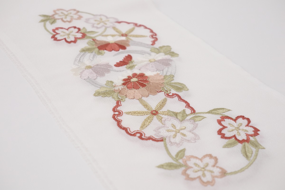 【SALE・特価品】絹交織 ししゅう半衿 雪輪 -2色展開- - 画像 (5)