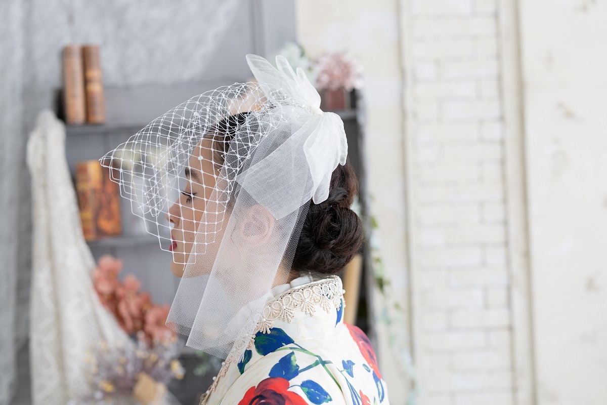 【ラフィネオリジナル】チュールネット髪飾り -2colors- - 画像 (3)