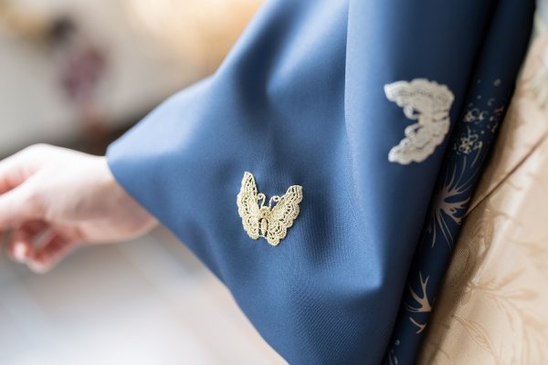 ラフィネモカ二尺袖/卒業袴 デイドリーム(袖花小紋)RM-144/RH-77【ネイビー/キャメル】 - 画像 (8)