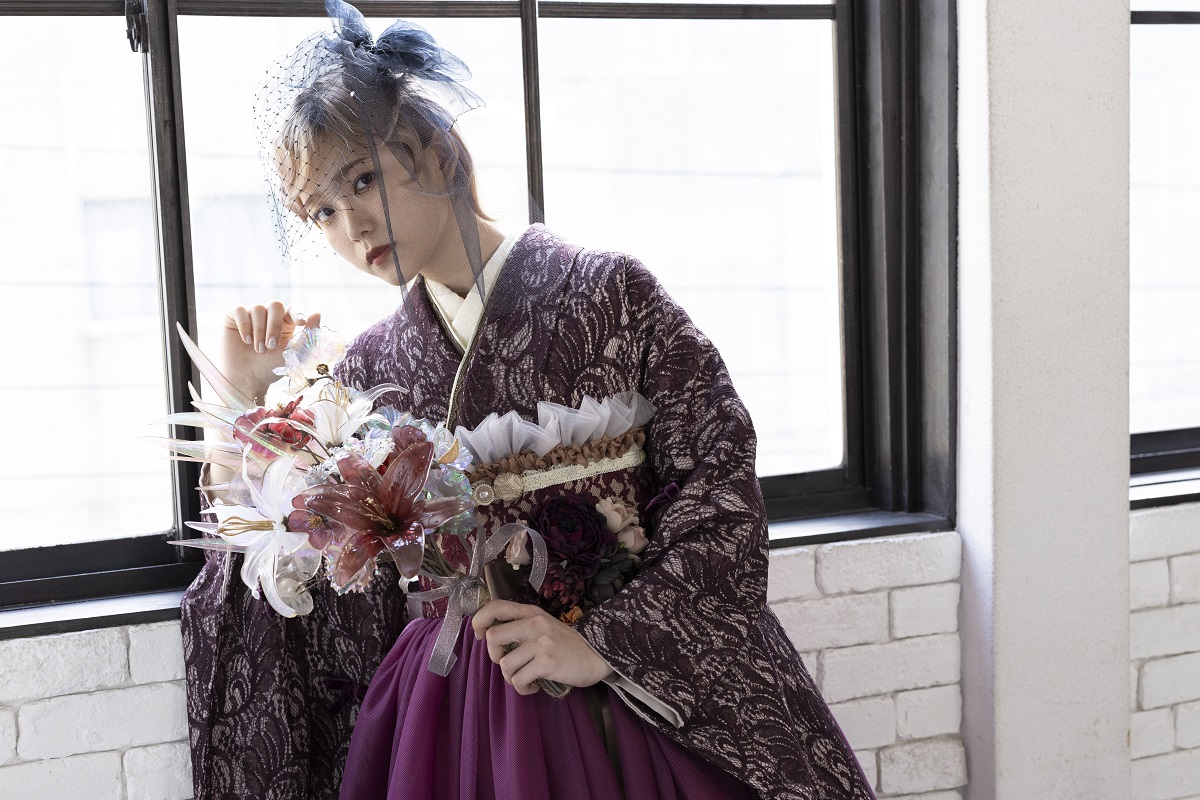 ラフィネモカ二尺袖/ドレス袴 ラフィネモカ レース&リボンRM-148/RH-85【ヴァ-ガンディ/ワイン】 - 画像 (6)