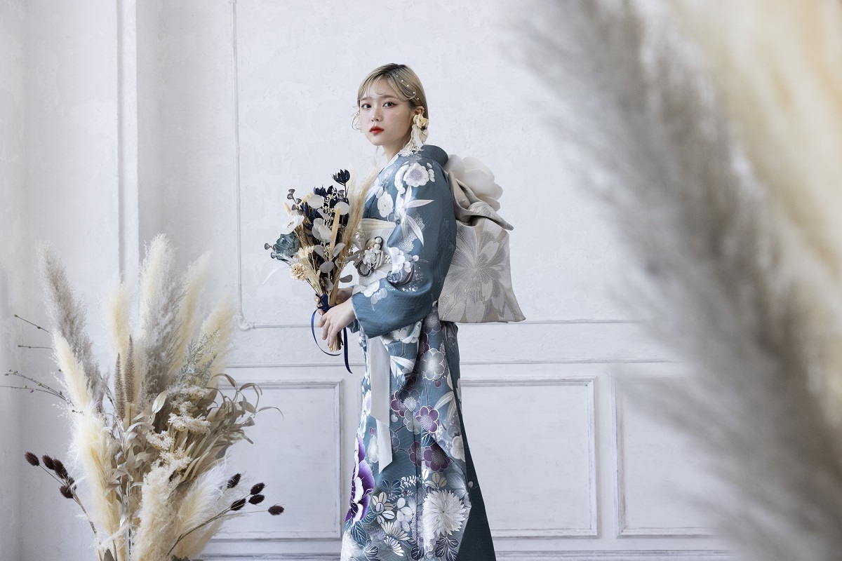 正絹振袖ラフィネモカ RF-31 -グレイシュ・ラグーン- - 画像 (8)