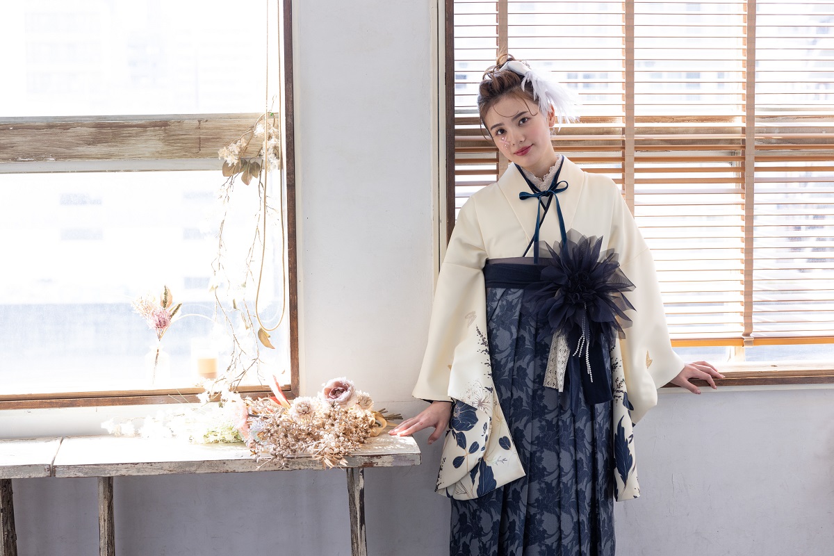 ラフィネモカ卒業袴 ラフィネモカRH-79【ネイビー】 87cm/S