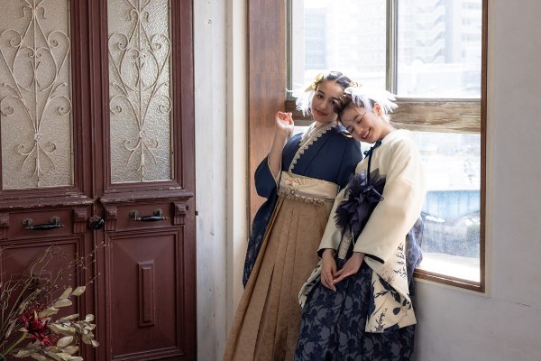 ラフィネモカ二尺袖/卒業袴 デイドリーム(袖花小紋)RM-144/RH-77【ネイビー/キャメル】 - 画像 (12)