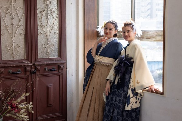 ラフィネモカ二尺袖/卒業袴 デイドリーム(袖花小紋)RM-144/RH-77【ネイビー/キャメル】 - 画像 (11)