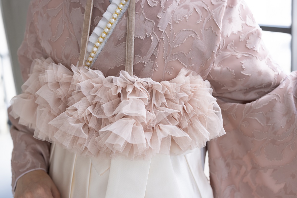 ラフィネモカ二尺袖/卒業袴 ロココ・シフォンRM-171/RH-100【ダークピンク/アイボリー】 - 画像 (12)