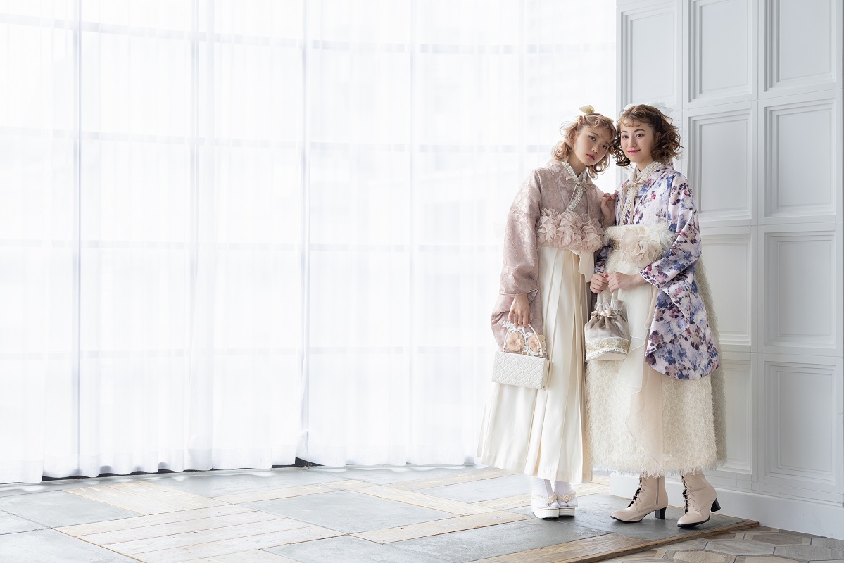 ラフィネモカ二尺袖/ドレス袴 マティエールRM-179/RH-102【シャンパンピンク/ホワイト】 - 画像 (12)