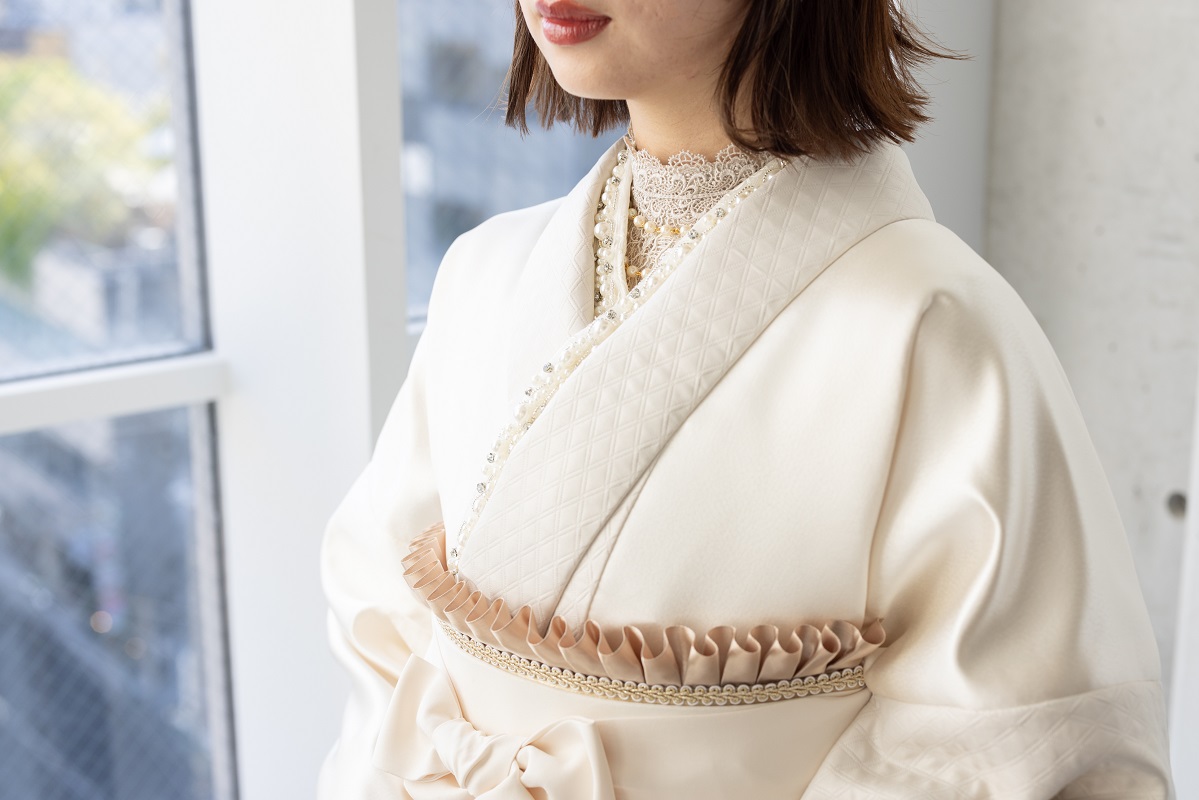 ラフィネモカ二尺袖/卒業袴 レザリーダイヤRM-176/RH-100【アイボリー/アイボリー】 - 画像 (9)