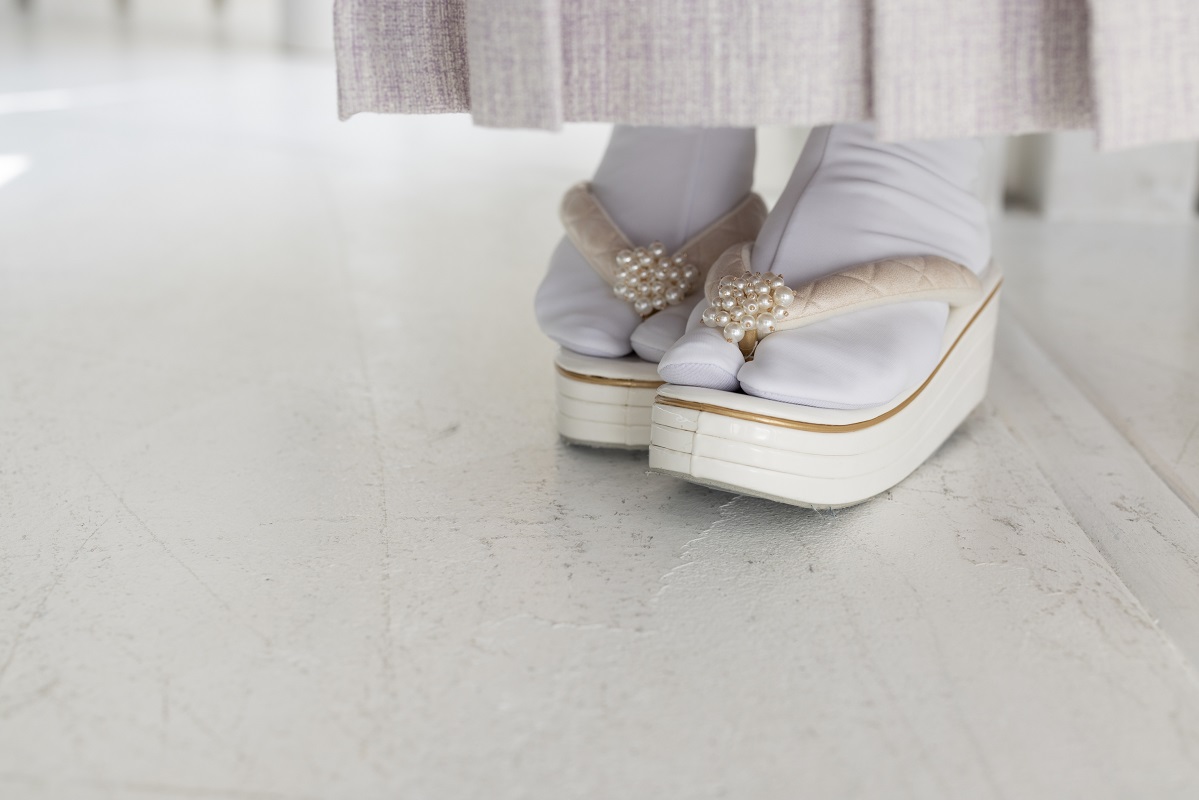 ラフィネモカ二尺袖/卒業袴 フェザリーレースRM-173/RH-95【ホワイト/ホワイトピンク】 - 画像 (9)