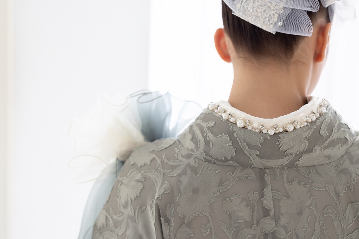 ラフィネモカ二尺袖/卒業袴 ロココ・シフォンRM-172/RH-100【オリーブ/アイボリー】 - 画像 (9)