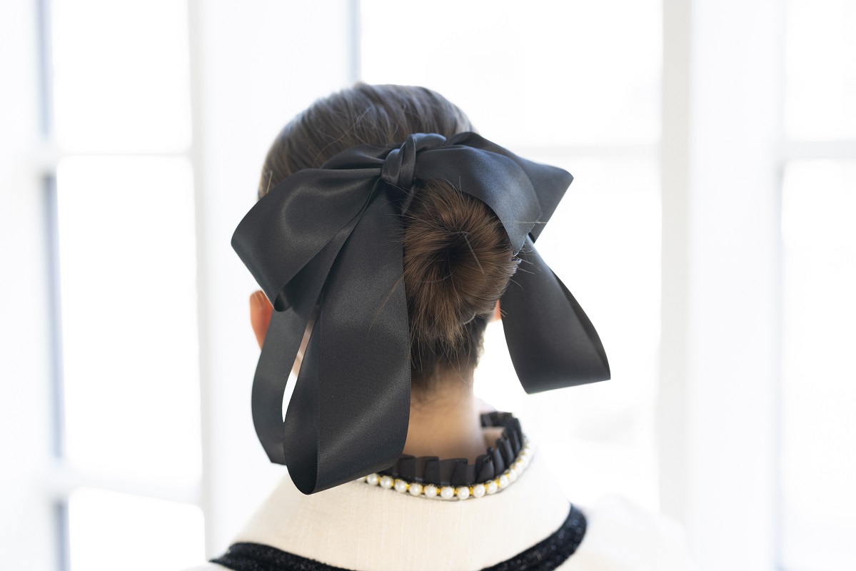 ラフィネモカ二尺袖/卒業袴 リボンノットRM-167/RH-96【白×黒/ホワイト】 - 画像 (4)