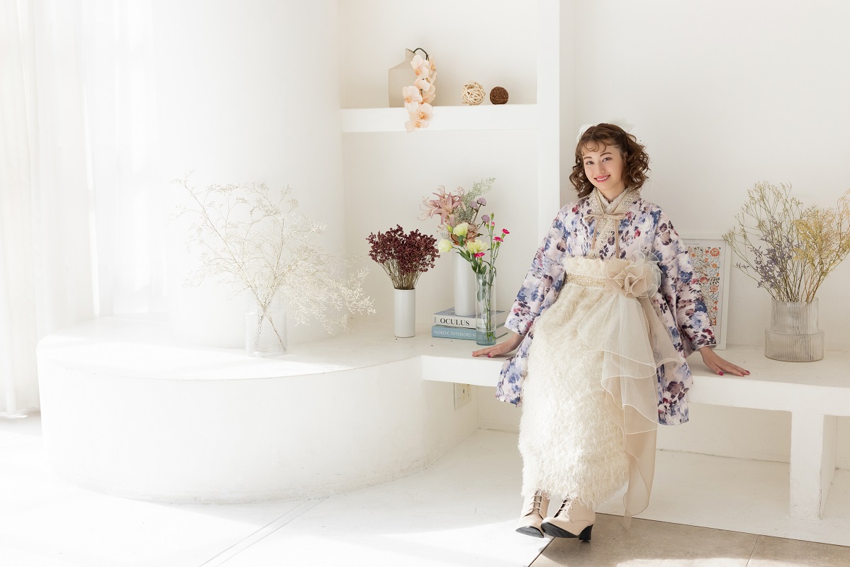 ラフィネモカ二尺袖/ドレス袴 マティエールRM-179/RH-102【シャンパンピンク/ホワイト】 - 画像 (11)