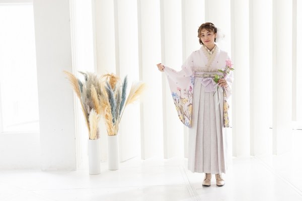 ﾗﾌｨﾈﾓｶ二尺袖/卒業袴　アンティークガーデンRM-164/RH-95【ﾗﾍﾞﾝﾀﾞｰﾋﾟﾝｸ/ﾊﾟｰﾌﾟﾙ】 - 画像 (7)