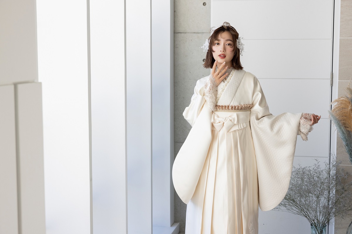 ラフィネモカ二尺袖/卒業袴 レザリーダイヤRM-176/RH-100【アイボリー/アイボリー】 - 画像 (13)