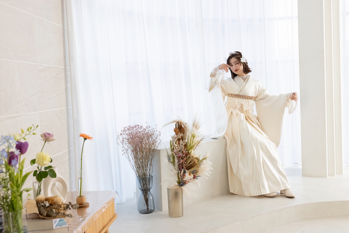 ラフィネモカ二尺袖/卒業袴 レザリーダイヤRM-176/RH-100【アイボリー/アイボリー】 - 画像 (14)