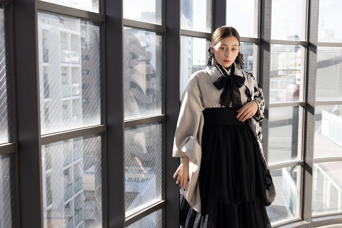 ﾗﾌｨﾈﾓｶ二尺袖/ﾄﾞﾚｽ袴　モカ・シルエットRM-175/RH-104【ﾓｶ/ﾌﾞﾗｯｸ】 - 画像 (13)