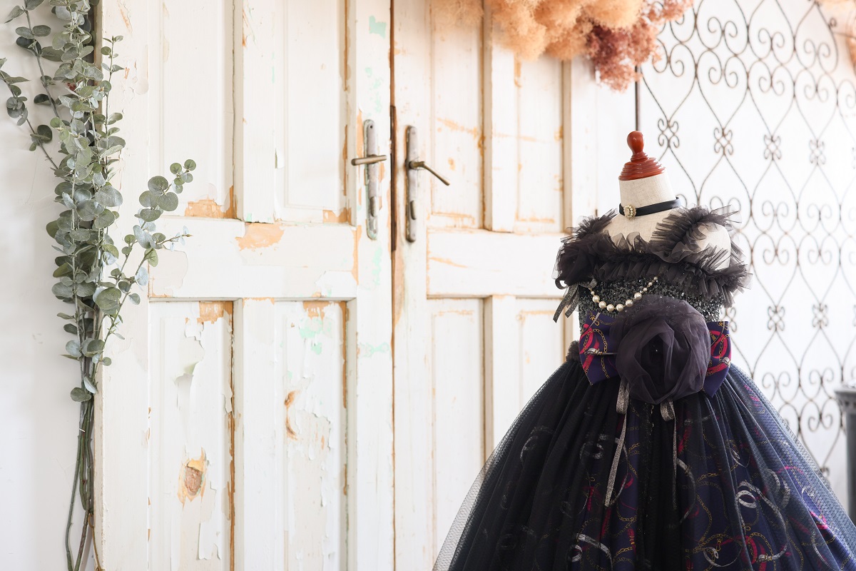 【現品120㎝】ロングドレスR-132　ネイビー - 画像 (8)