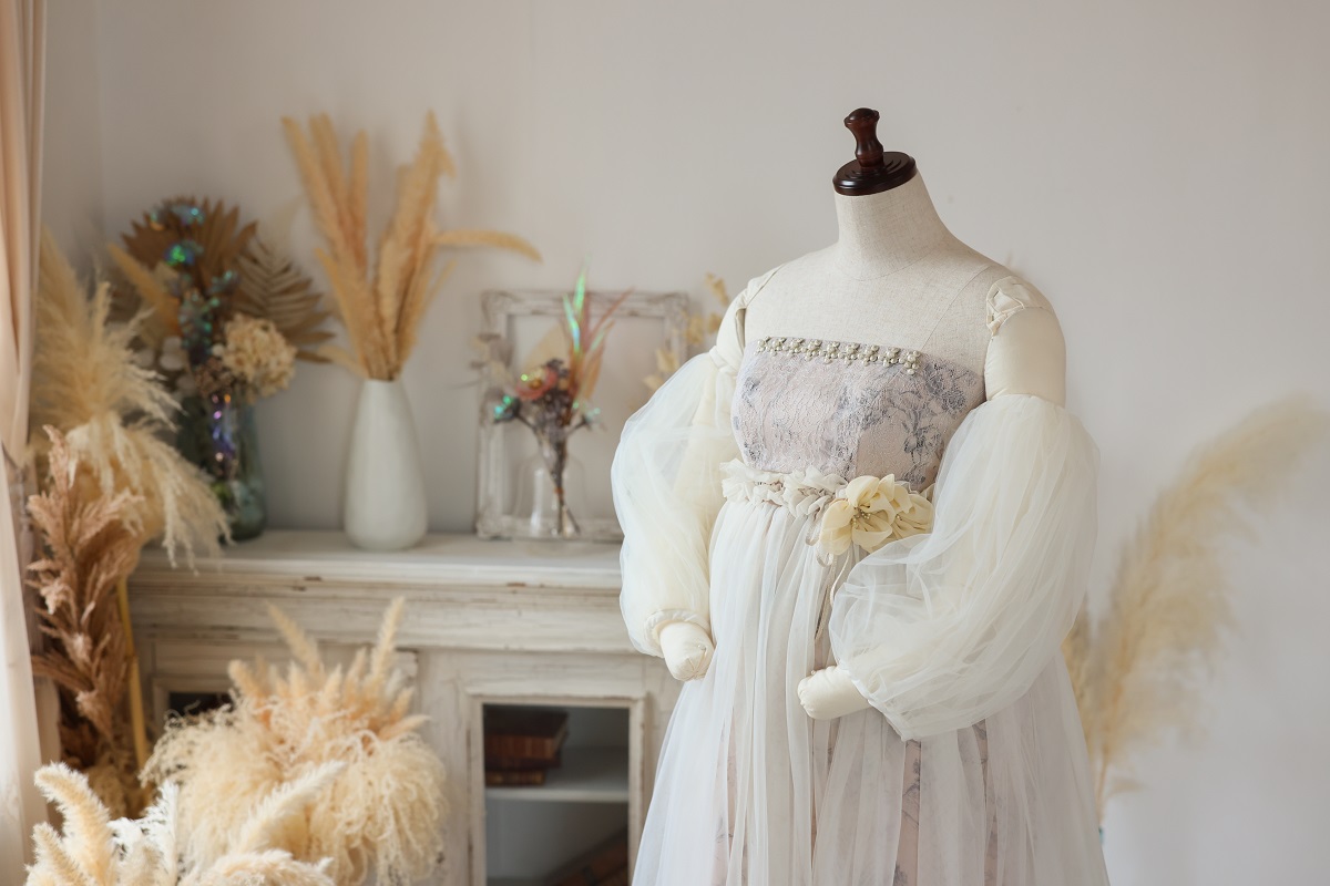 【現品】マタニティードレス R-2018 ベージュ - 画像 (6)