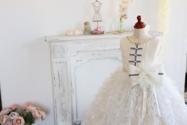 【現品120㎝】ロングドレスR-134　アイボリー - 画像 (7)