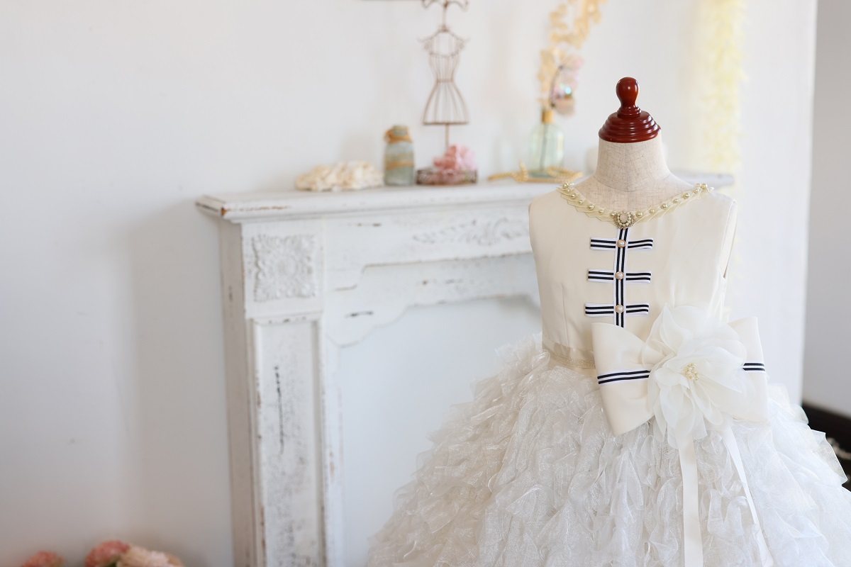 【現品120㎝】ロングドレスR-134　アイボリー - 画像 (6)