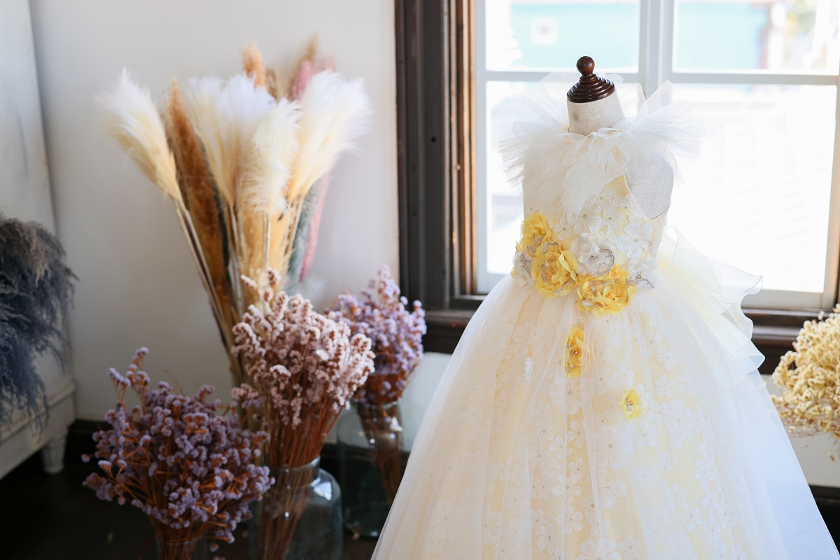 【現品120㎝】ロングドレスR-125　イエロー - 画像 (4)