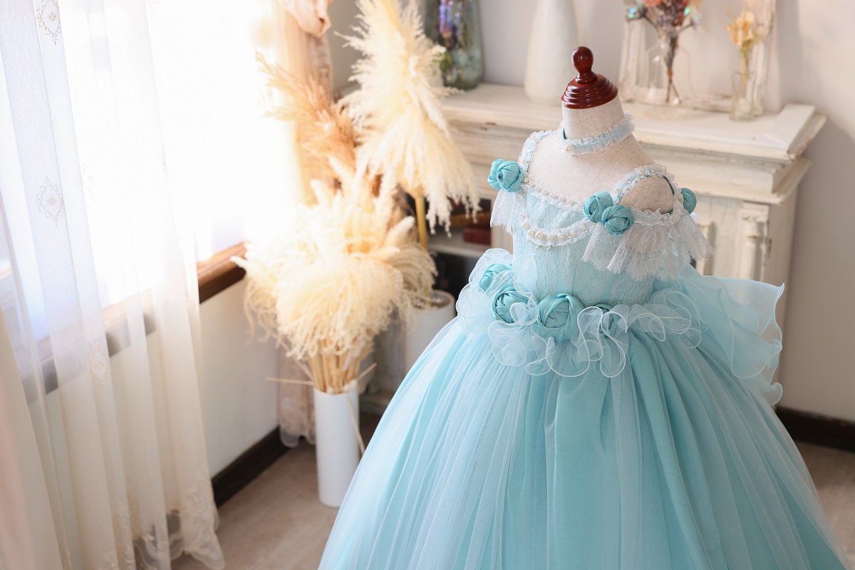 【現品120㎝】ロングドレスR-128 ブルー - 画像 (6)