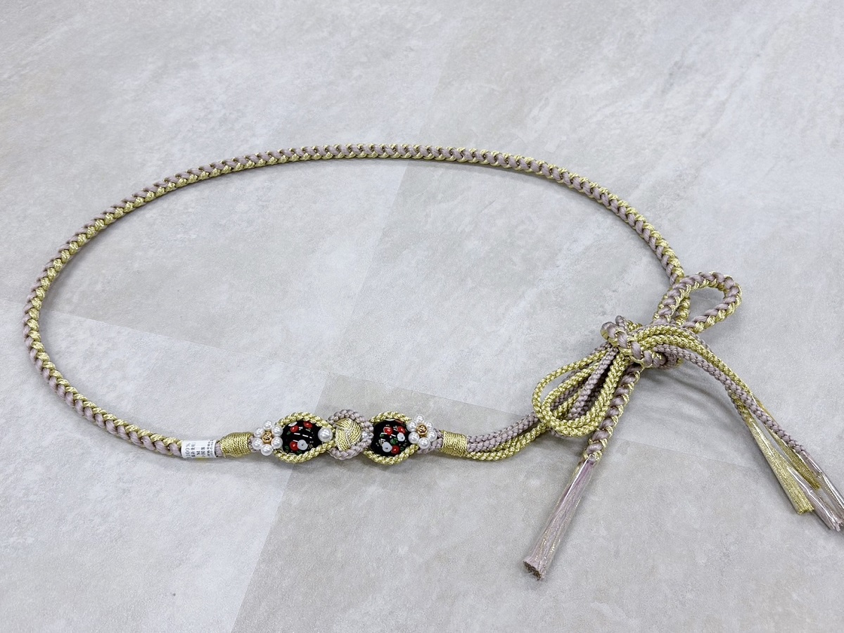 帯〆組みひもトンボ玉 うすピンク TOJ-2409d - 画像 (4)