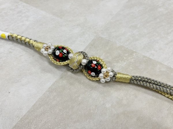 帯〆組みひもトンボ玉 グレー TOJ-2409g - 画像 (2)