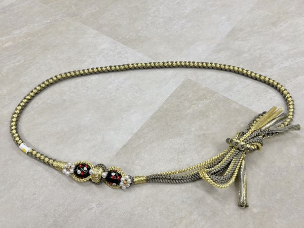 帯〆組みひもトンボ玉 グレー TOJ-2409g - 画像 (3)