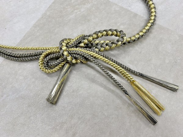 帯〆組みひもトンボ玉 グレー TOJ-2409g - 画像 (5)