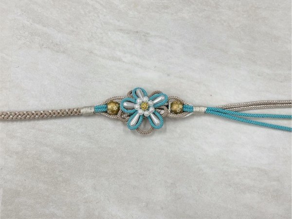帯〆組みひも 花細工×トンボ玉 ベージュ TOJ-2409L - 画像 (3)