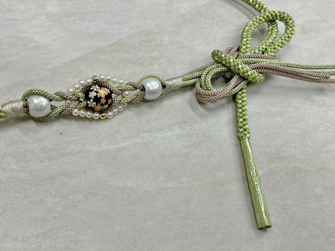 帯〆組みひもトンボ玉 TOJ-2409r - 画像 (3)