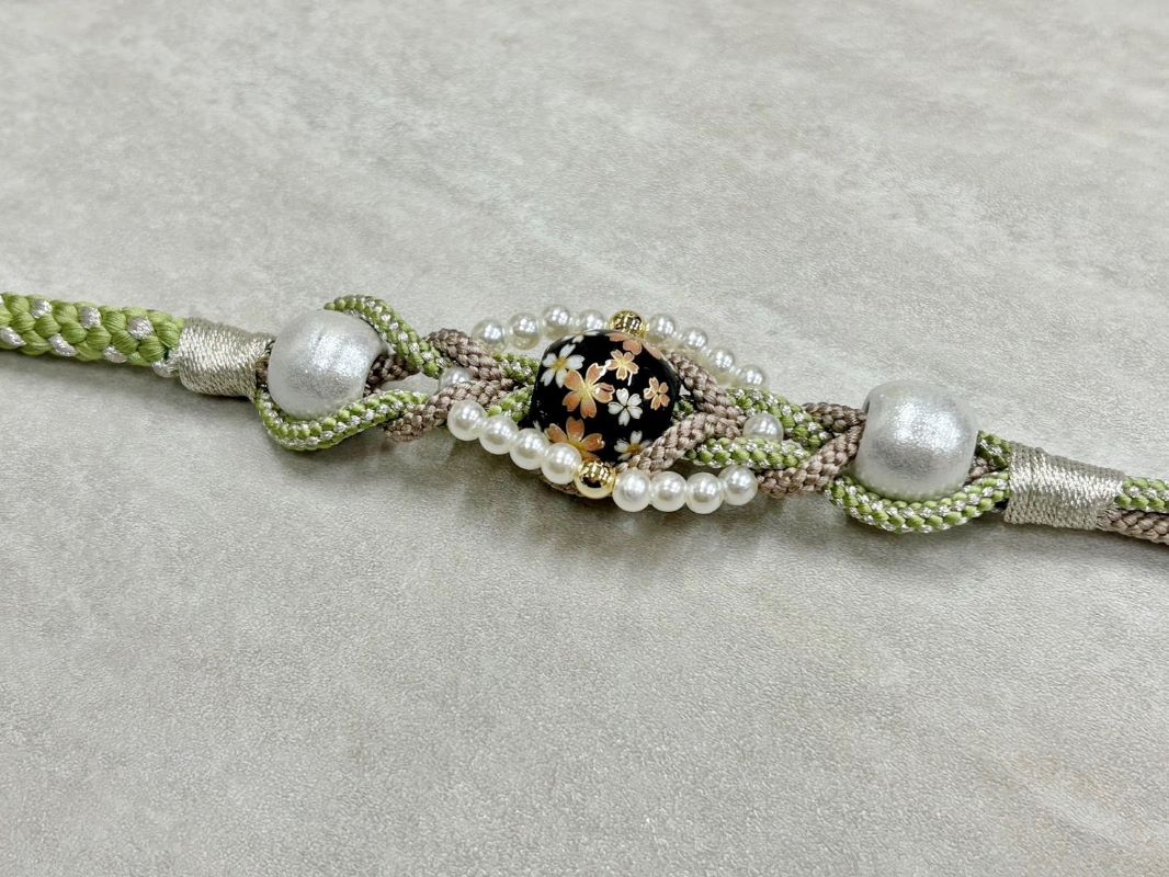 帯〆組みひもトンボ玉 TOJ-2409r - 画像 (4)