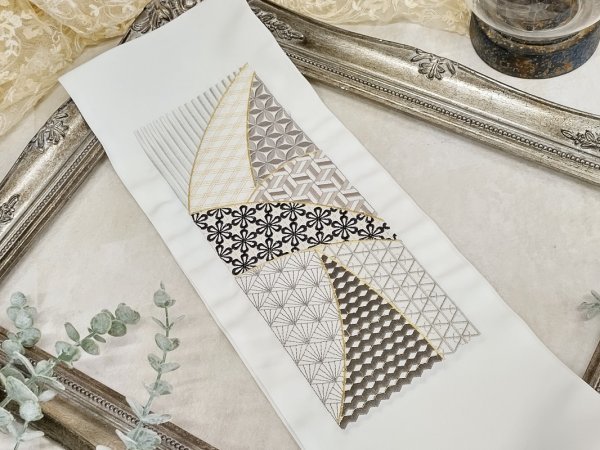 ししゅう半衿【ポリ合繊】シルエリー2023幾何学a - 画像 (2)