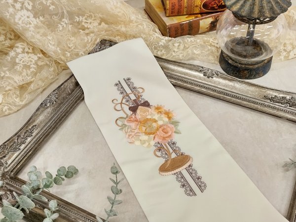 【アウトレット】ししゅう半衿【ポリ合繊】シルエリー2023フラワーブーケa