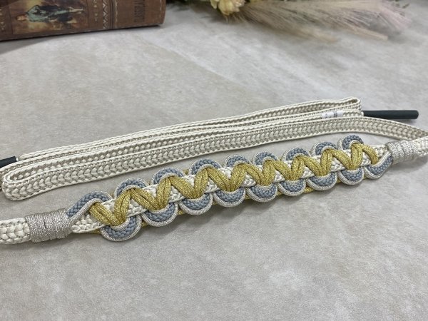 【アウトレット】-ラフィネオリジナル- 帯〆多重組み紐 水色グレー - 画像 (3)