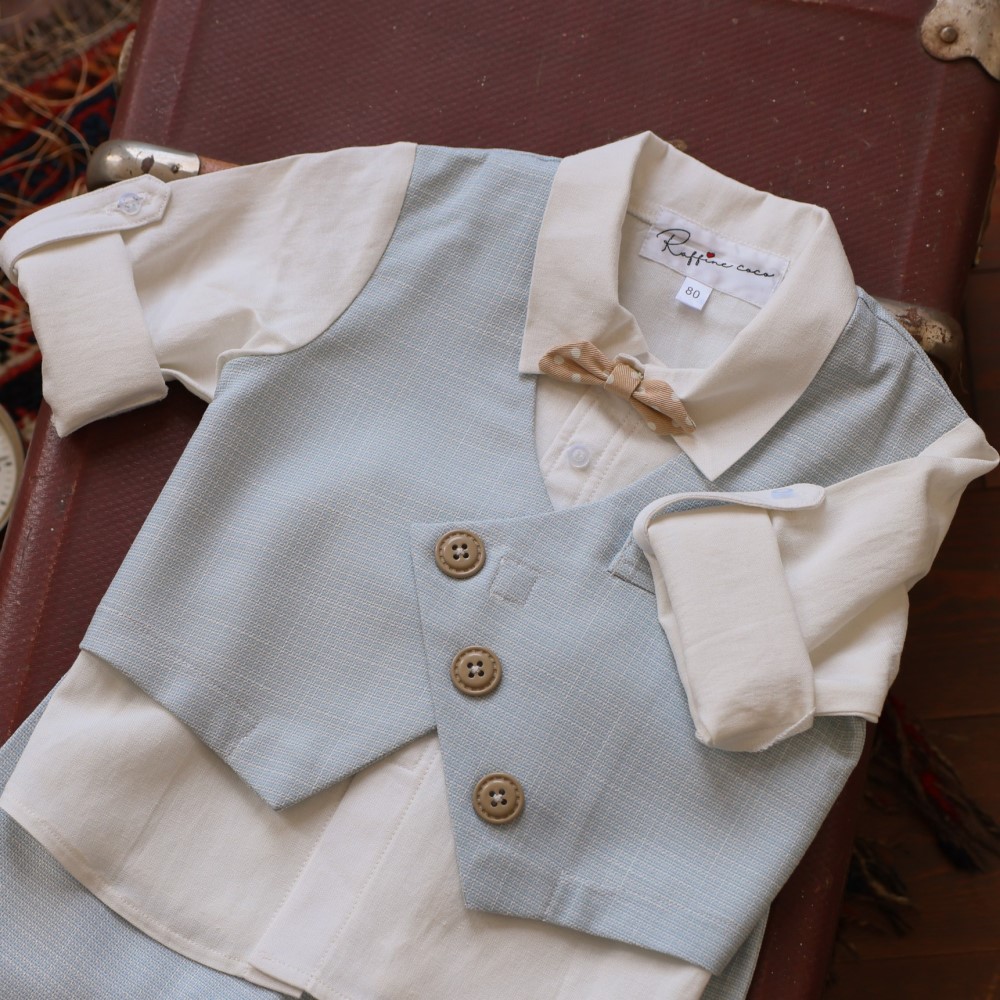 【現品80㎝】ベビーベストスーツ RTB-020 水色 - 画像 (4)