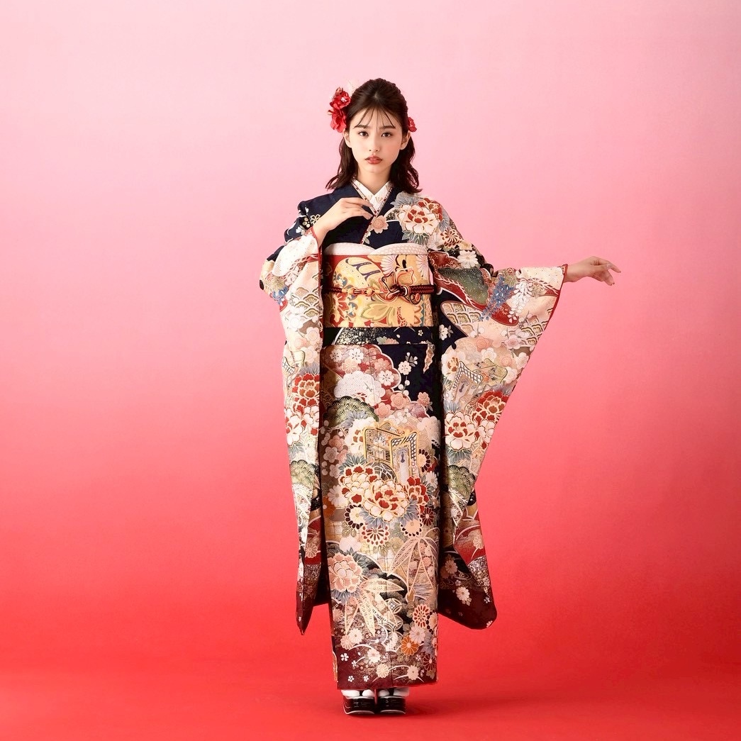 2026正絹振袖　ひいな　№1184　-紺藍色- - 画像 (3)