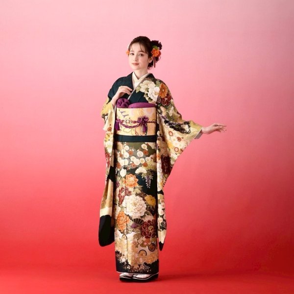 2026正絹振袖 ひいな №1176 -千鳥緑色- - 画像 (3)