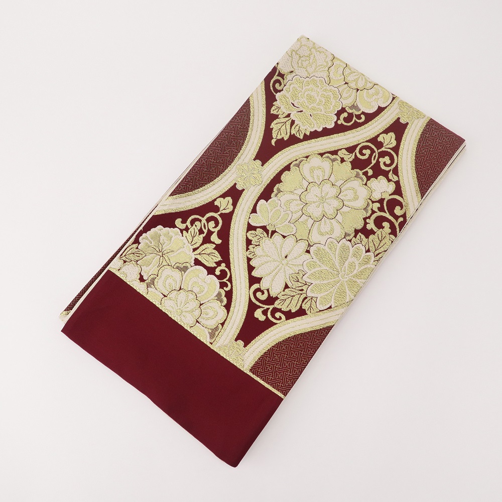 【アウトレット】袋帯【正絹】振袖用 RO0525-Od03えんじ