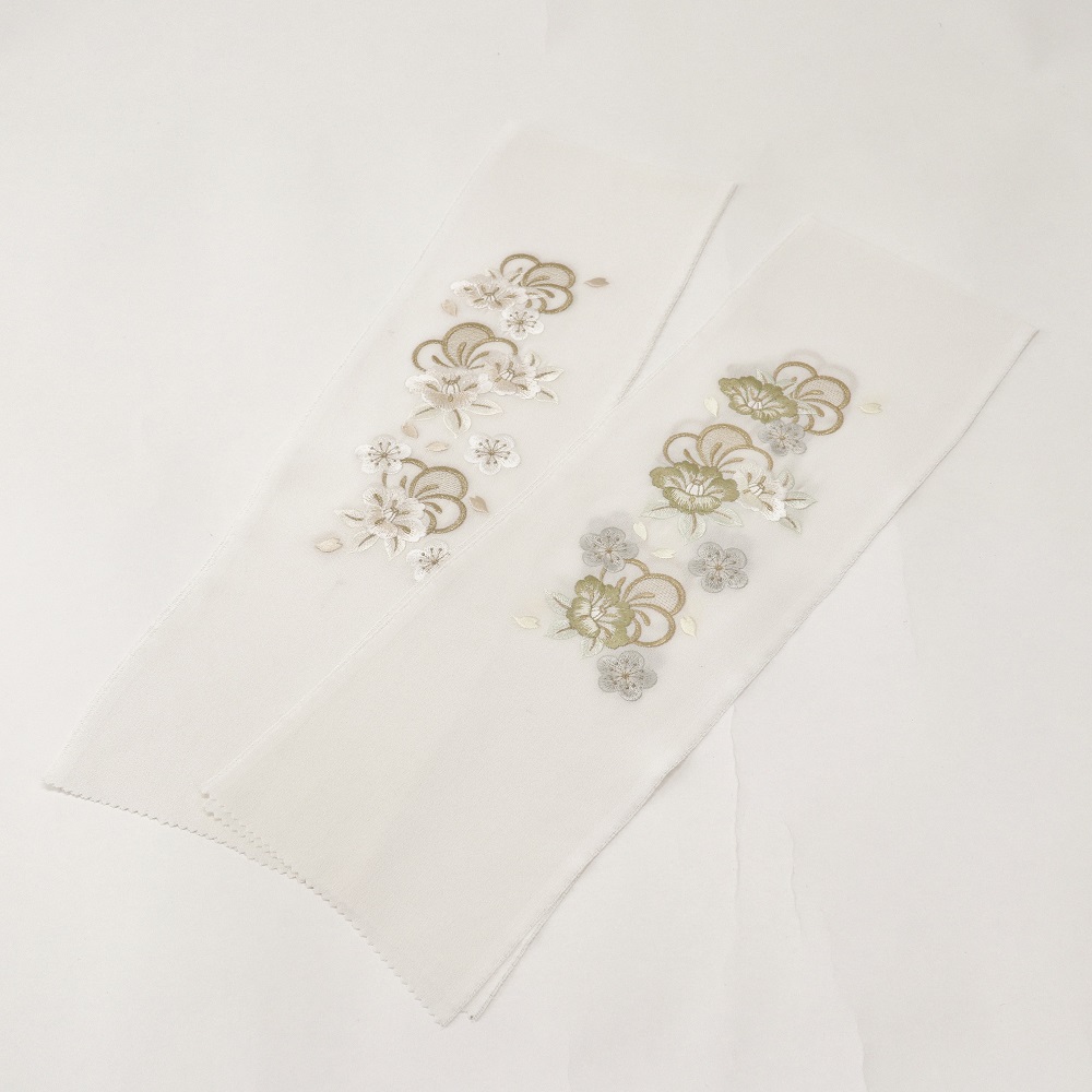 【SALE・特価品】絹交織　ししゅう半衿　椿　-2色展開-