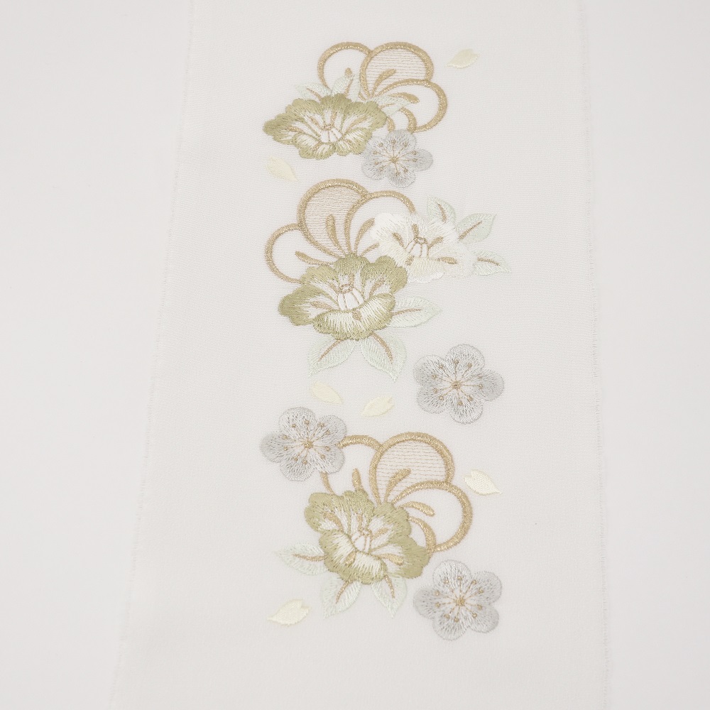 【SALE・特価品】絹交織　ししゅう半衿　椿　-2色展開- - 画像 (3)