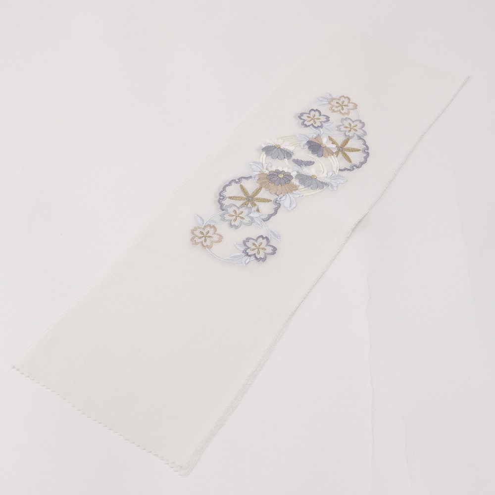 【SALE・特価品】絹交織　ししゅう半衿　雪輪　-2色展開- - 画像 (7)